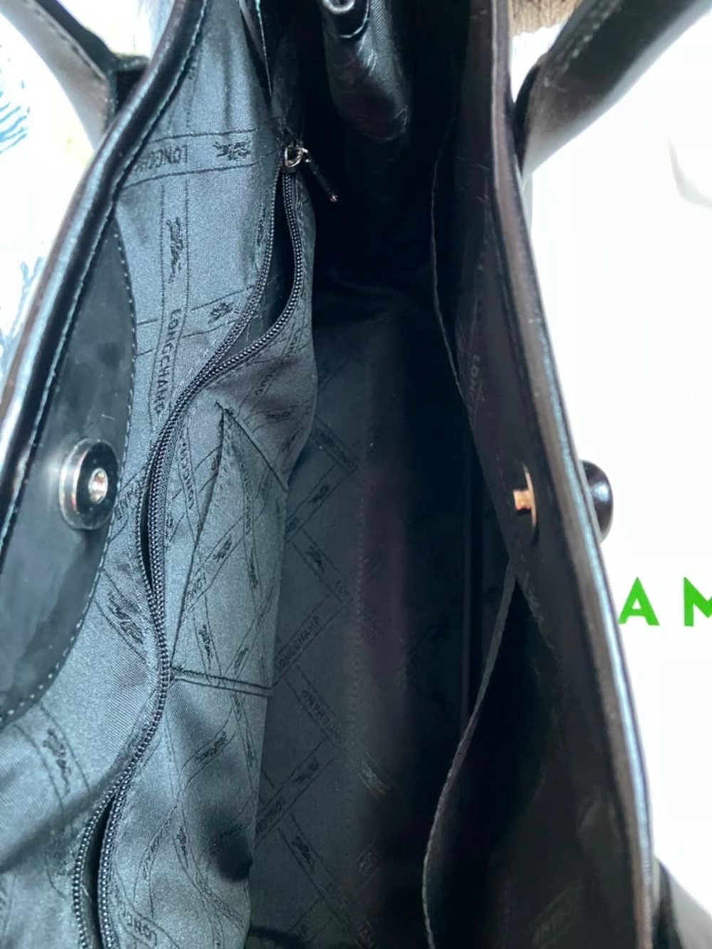 Longchamp Roseau Black Leather Tote Briefcase with Silver Accent - Picture 10 of 15
